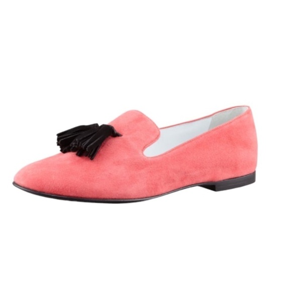 Giuseppe Zanotti Tasseled Suede Shoes Sz 37.5 US 7.5 Smoking Loafer Pink - Picture 2 of 7
